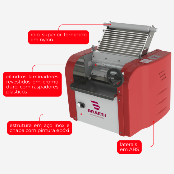 Cilindro Laminador De Massas Elétrico CB 30 Style Bivolt Braesi