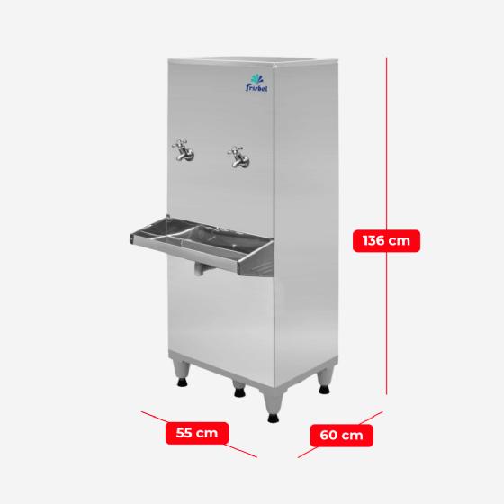 Bebedouro Industrial de Coluna 1 Gelada 1 Natural Inox 50 Litros 220v Frisbel
