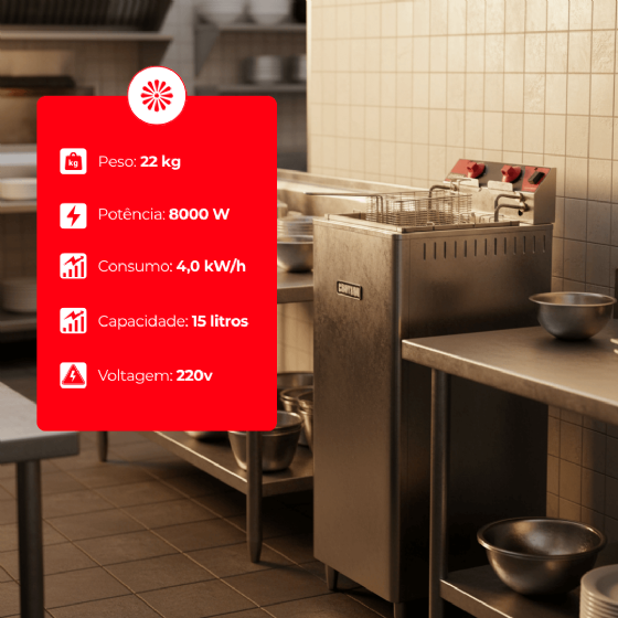Fritadeira Elétrica Zona Fria de Óleo 15 Litros 8000 W FZ28 P 220v Croydon