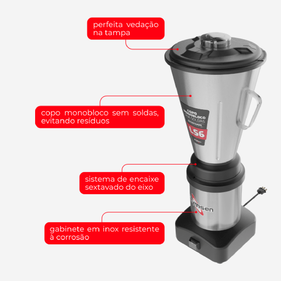 Liquidificador Comercial 06 Litros LS 06 Baixa Rotação Bivolt Skymsen