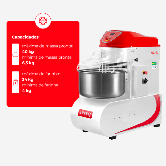 Amassadeira Espiral 40 kg AE 40 2 Velocidades G2 Trifásica 220v G Paniz