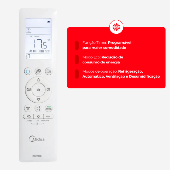 Ar-Condicionado Inverter Connect de Teto 36.000 BTU Frio 220v Midea 38CCVD36515MM