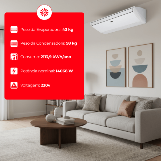 Ar-Condicionado Xpower Inverter Connect Teto 48.000 BTU Quente/Frio 220v Carrier 38CQVD48515MC