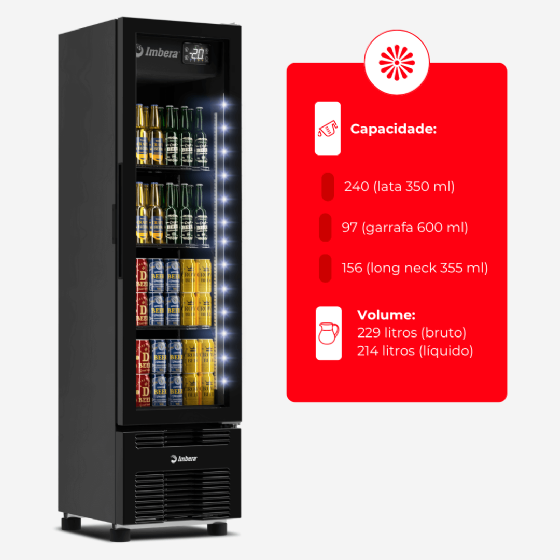 Cervejeira 244 Litros Porta de Vidro Full Black CCV144 Bivolt Inverter Imbera