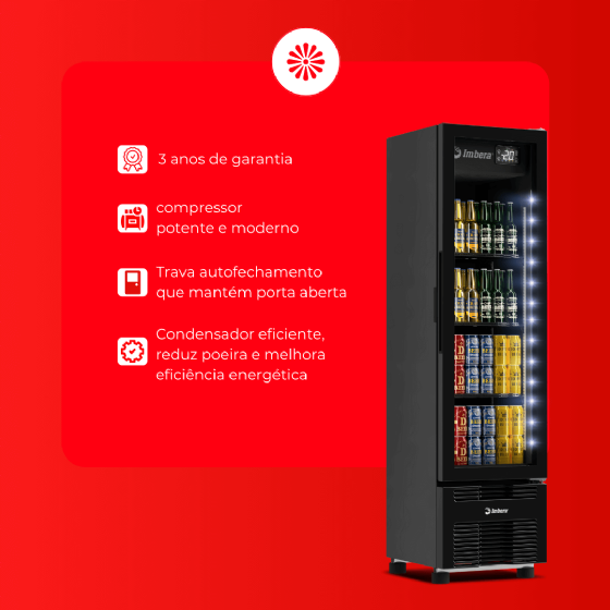 Cervejeira 244 Litros Porta de Vidro Full Black CCV144 Bivolt Inverter Imbera