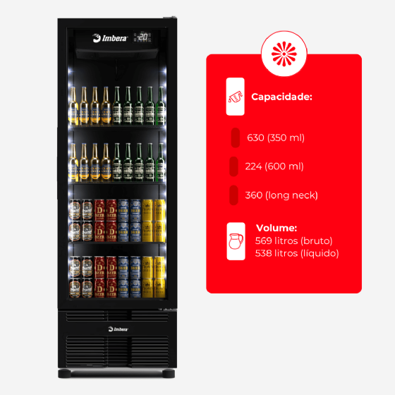 Cervejeira 569 Litros Porta de Vidro Full Black CCV355 Bivolt Inverter Imbera