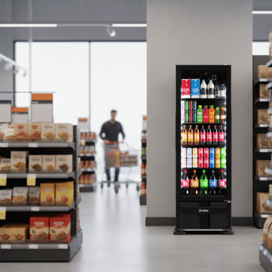 Refrigerador Vertical 393 Litros Porta de Vidro Full Black VRS13 Bivolt Inverter Imbera
