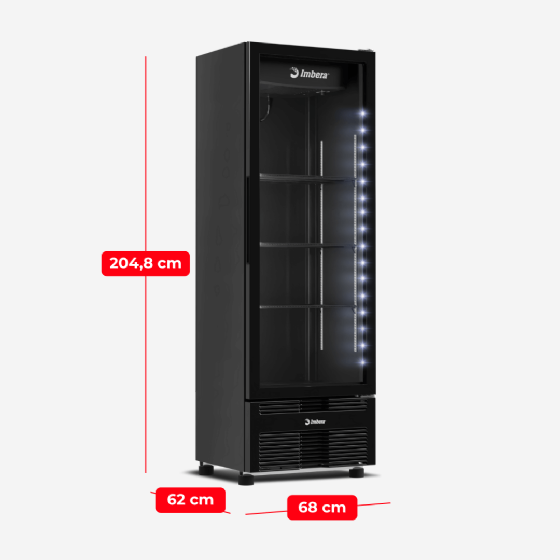 Refrigerador Vertical 485 Litros Porta de Vidro Full Black VRS16 Bivolt Inverter Imbera