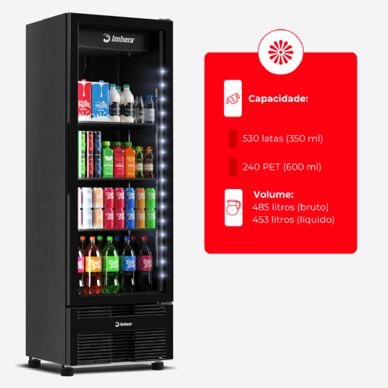 Refrigerador Vertical 485 Litros Porta de Vidro Full Black VRS16 Bivolt Inverter Imbera