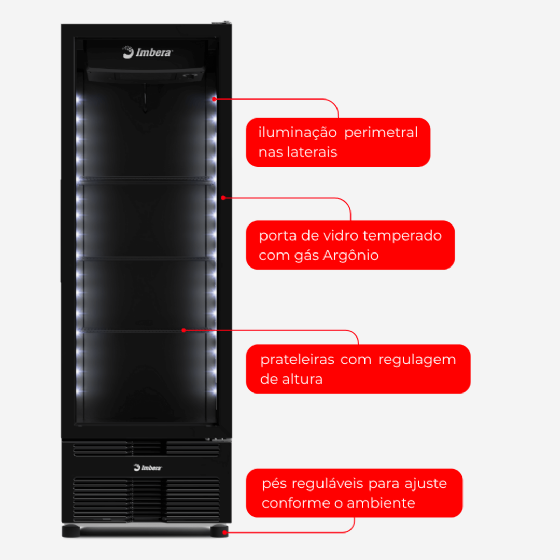 Refrigerador Vertical 485 Litros Porta de Vidro Full Black VRS16 Bivolt Inverter Imbera