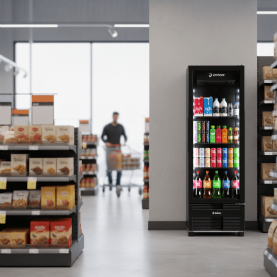 Refrigerador Vertical 485 Litros Porta de Vidro Full Black VRS16 Bivolt Inverter Imbera