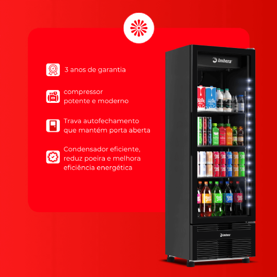 Refrigerador Vertical 485 Litros Porta de Vidro Full Black VRS16 Bivolt Inverter Imbera