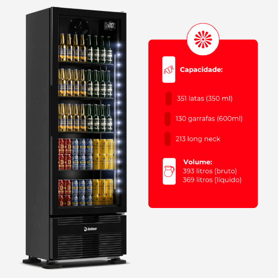 Cervejeira 393 Litros Porta de Vidro Full Black CCV290 220V Imbera