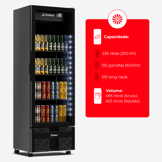 Cervejeira 485 Litros Porta de Vidro Full Black CCV315 220V Imbera
