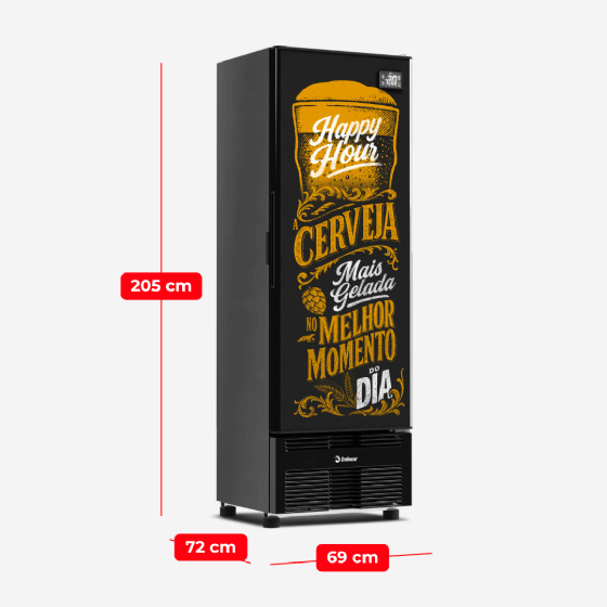 Cervejeira 569 Litros Porta Cega Adesivada Happy Hour CCV355 220V Imbera