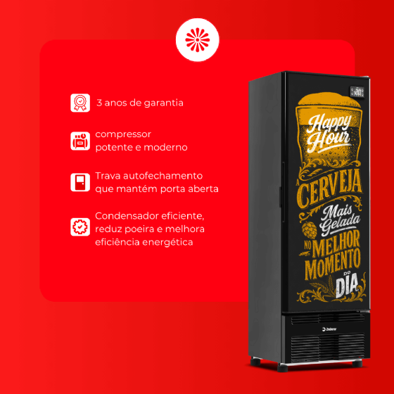 Cervejeira 569 Litros Porta Cega Adesivada Happy Hour CCV355 220V Imbera