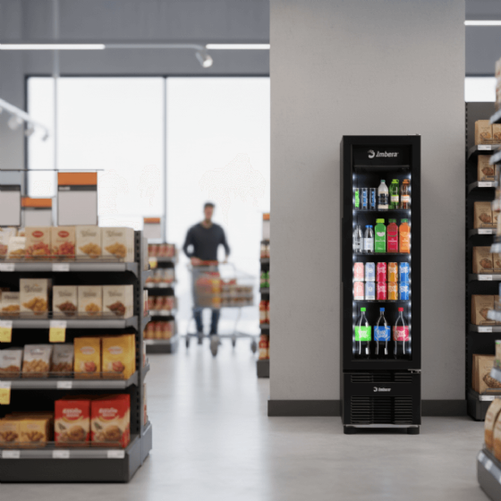 Refrigerador Vertical 244 Litros Porta de Vidro Full Black VR08 220v Imbera