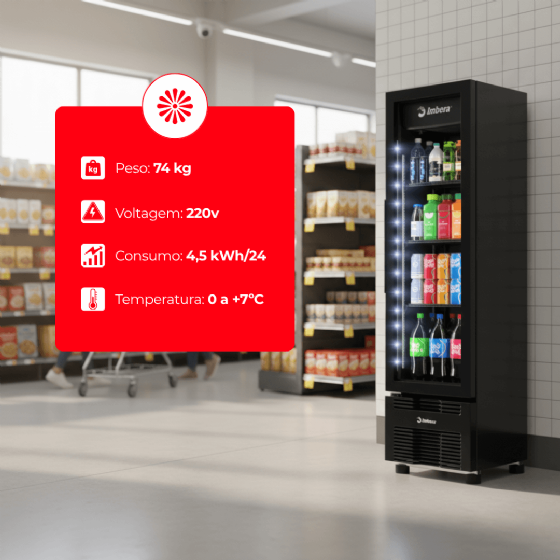 Refrigerador Vertical 244 Litros Porta de Vidro Full Black VR08 220v Imbera