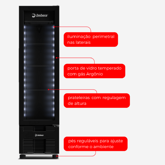 Refrigerador Vertical 244 Litros Porta de Vidro Full Black VR08 220v Imbera