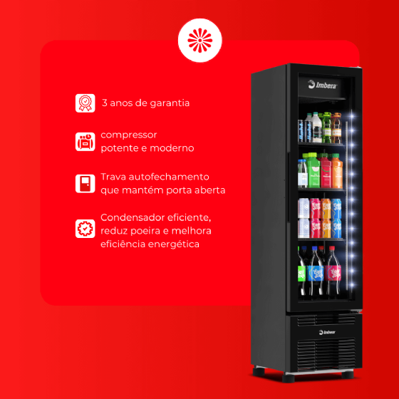 Refrigerador Vertical 244 Litros Porta de Vidro Full Black VR08 220v Imbera