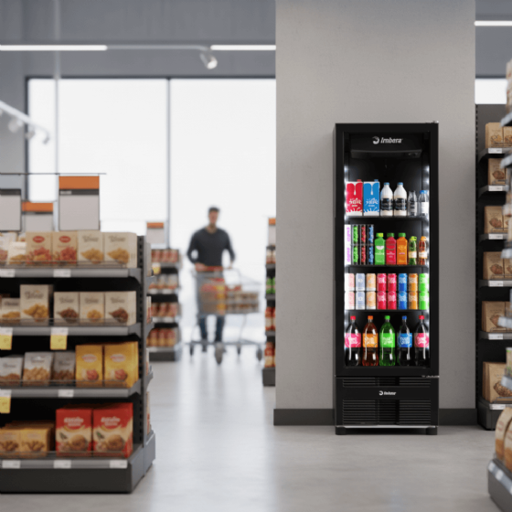 Refrigerador Vertical 454 Litros Porta de Vidro Full Black VRS16 Bivolt Inverter Imbera