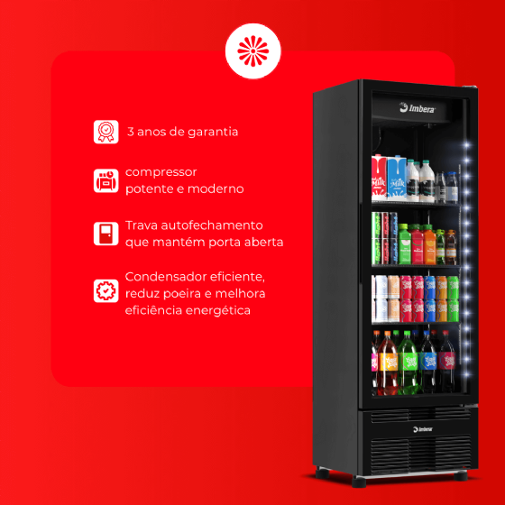 Refrigerador Vertical 454 Litros Porta de Vidro Full Black VRS16 Bivolt Inverter Imbera