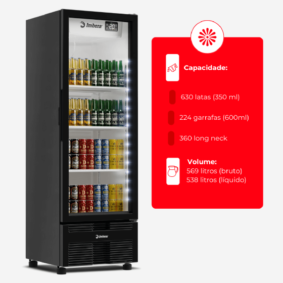Cervejeira 569 Litros Porta de Vidro Preta CCV355 220V Imbera