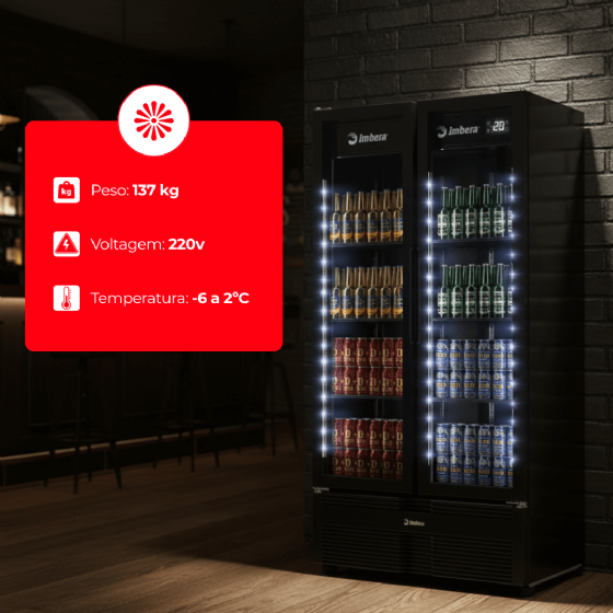 Cervejeira 810 Litros 2 Porta de Vidro Full Black CCV480 220v Imbera