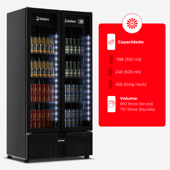 Cervejeira 810 Litros 2 Porta de Vidro Full Black CCV480 220v Imbera