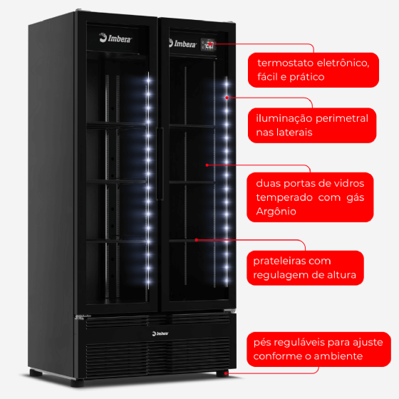 Cervejeira 810 Litros 2 Porta de Vidro Full Black CCV480 220v Imbera