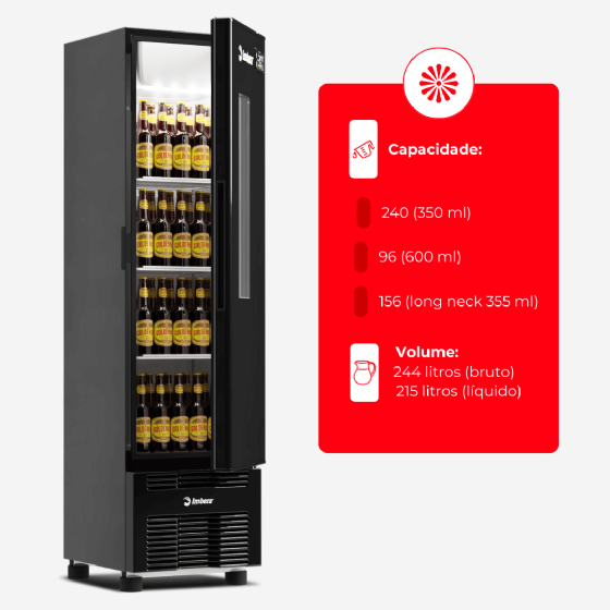 Cervejeira 244 Litros Porta Window Padrão Preta CCV144 220v Imbera