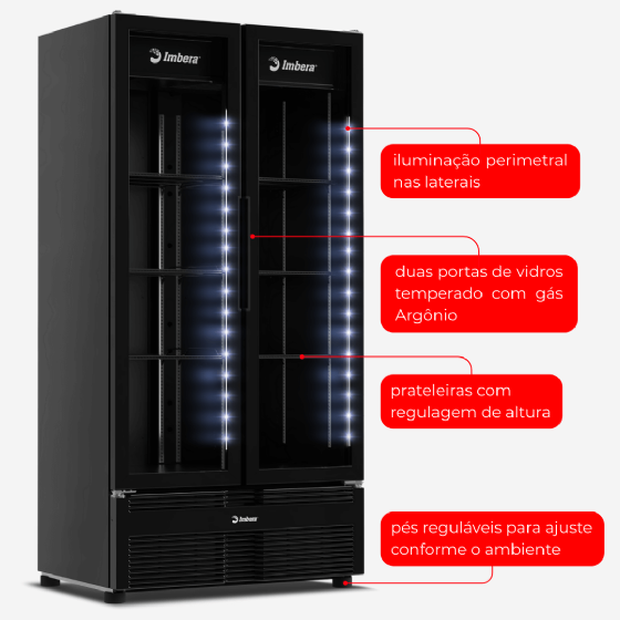 Refrigerador Vertical 2 Portas de Vidro 810L G326 Bivolt Inverter Imbera