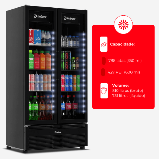 Refrigerador Vertical 2 Portas de Vidro 810L G326 Bivolt Inverter Imbera