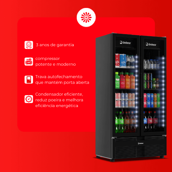 Refrigerador Vertical 2 Portas de Vidro 810L G326 Bivolt Inverter Imbera