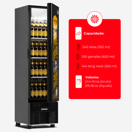 Cervejeira 244 Litros Porta Cega Adesivada Happy Hour CCV144 220v Imbera