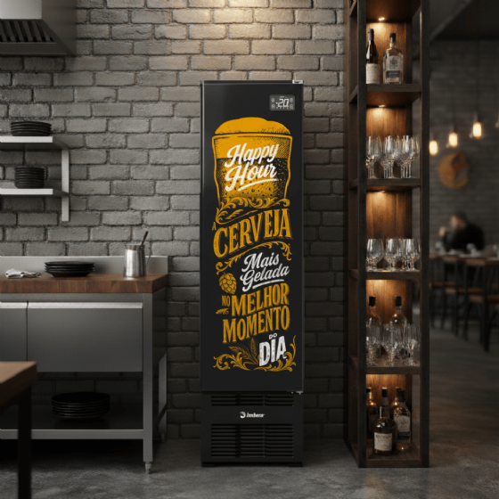 Cervejeira 244 Litros Porta Cega Adesivada Happy Hour CCV144 220v Imbera