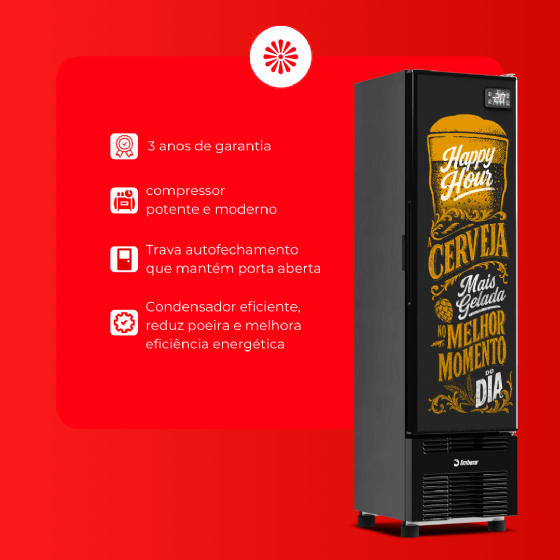 Cervejeira 244 Litros Porta Cega Adesivada Happy Hour CCV144 220v Imbera
