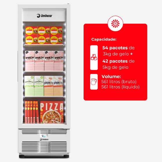 Freezer Vertical Tripla Ação 576 Litros Porta de Vidro Branca EVZ21 220v Imbera