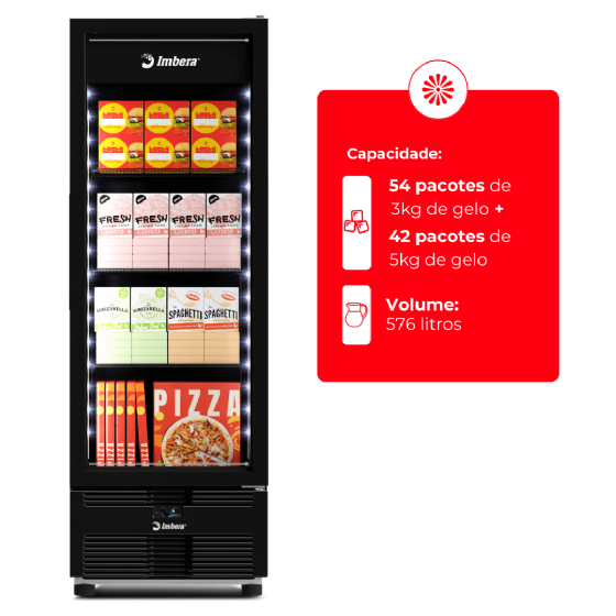 Freezer Vertical Tripla Ação 576 Litros Porta de Vidro Preta EVZ21 220v Imbera