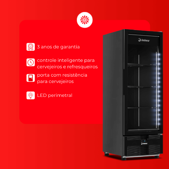 Freezer Vertical Tripla Ação 576 Litros Porta de Vidro Preta EVZ21 220v Imbera