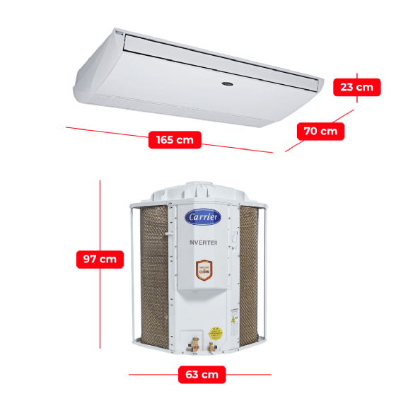 Ar-Condicionado Xpower Inverter Connect Teto 58.000 BTU Quente/Frio 220v Carrier 42ZQVE60C5