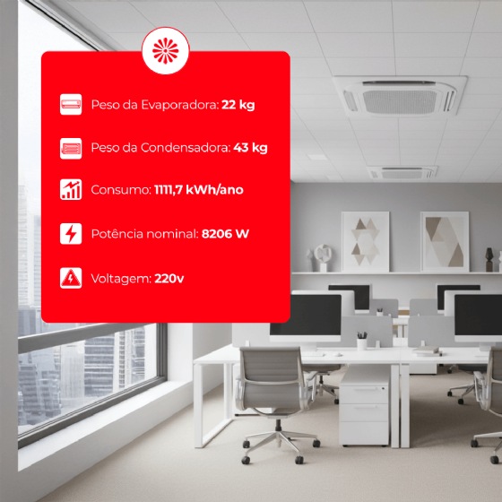 Ar-Condicionado Split Cassete Inverter 4 Vias 28.000 BTU Quente/Frio 220v Carrier 38TVQD28515MC