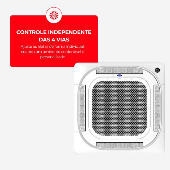 Ar-Condicionado Split Cassete Inverter 4 Vias 28.000 BTU Quente/Frio 220v Carrier 38TVQD28515MC