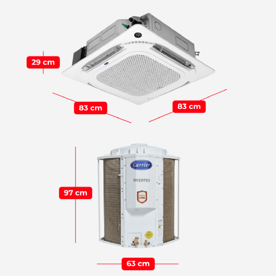Ar-Condicionado Split Cassete Inverter 4 Vias 60.000 BTU Quente/Frio 220v Carrier 38CQVD60515MC