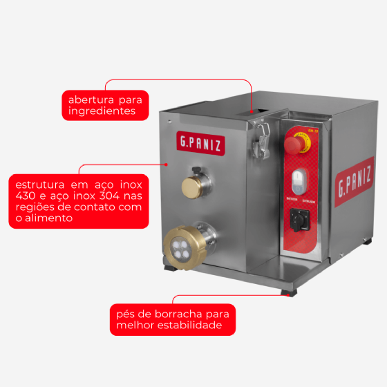 Extrusora de Massas Bancada EM-10 Inox Bivolt G Paniz