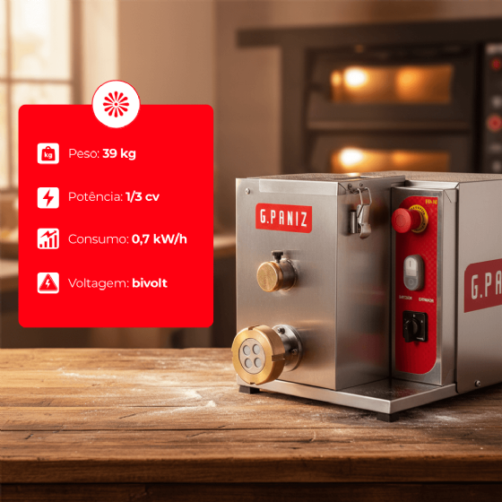 Extrusora de Massas Bancada EM-10 Inox Bivolt G Paniz
