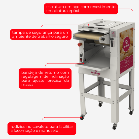 Modeladora de Pães 35 cm MB-35 G3 Bivolt Braesi