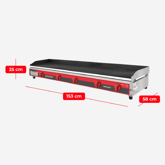 Chapa Bifeteira a Gás Profissional 150x52 CBG 1500 Metalcubas