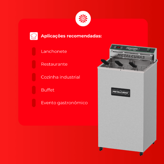 Fritadeira Elétrica Zona Fria 18 Litros 8000 W FOE 18 P 220v Metalcubas
