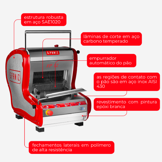 Fatiadeira De Pães Elétrica Automática FP 12 G2 Mesa Epóxi 220v G Paniz